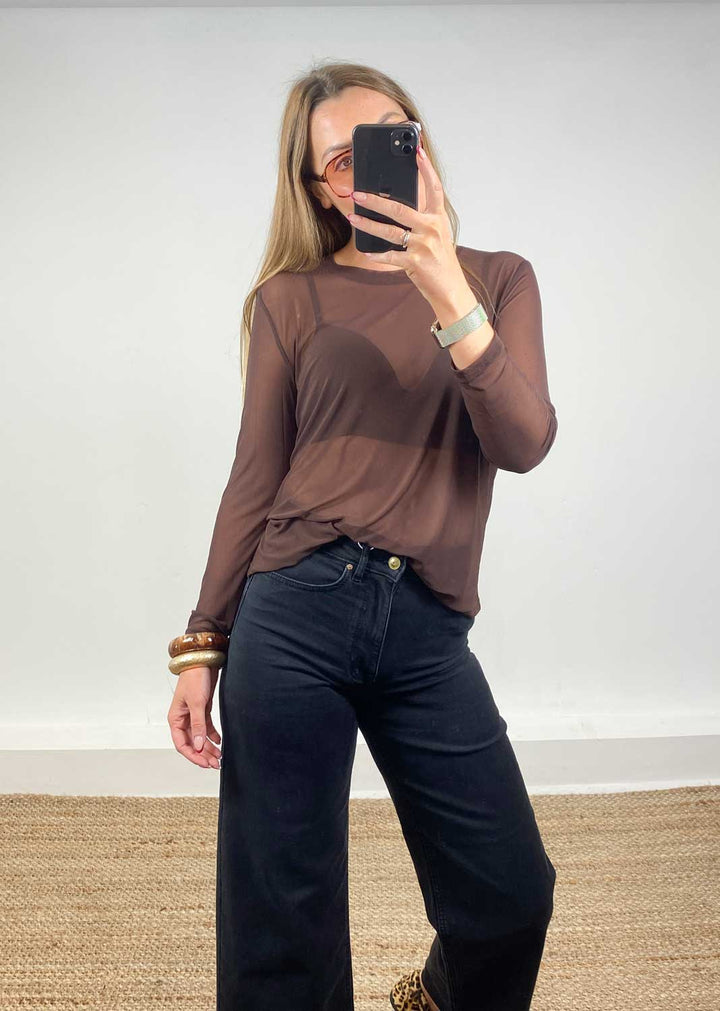 Maddie Sheer Top Chocolate
