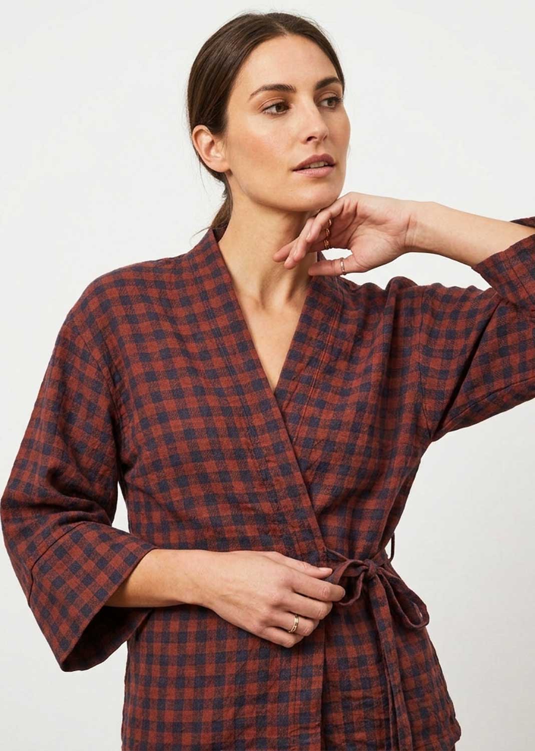 Marion Burgundy Checked Jacket
