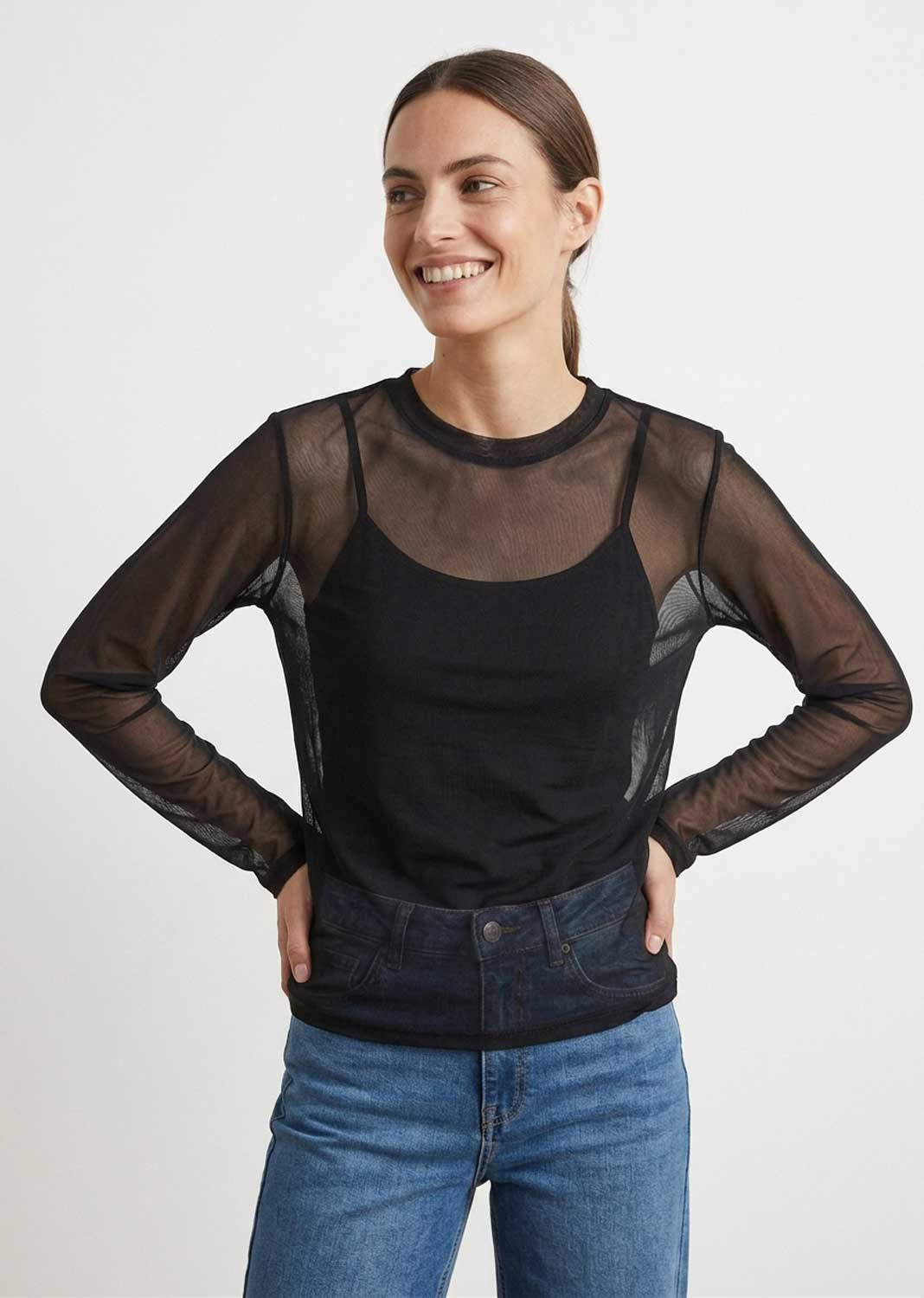 Maddie Black Sheer Top