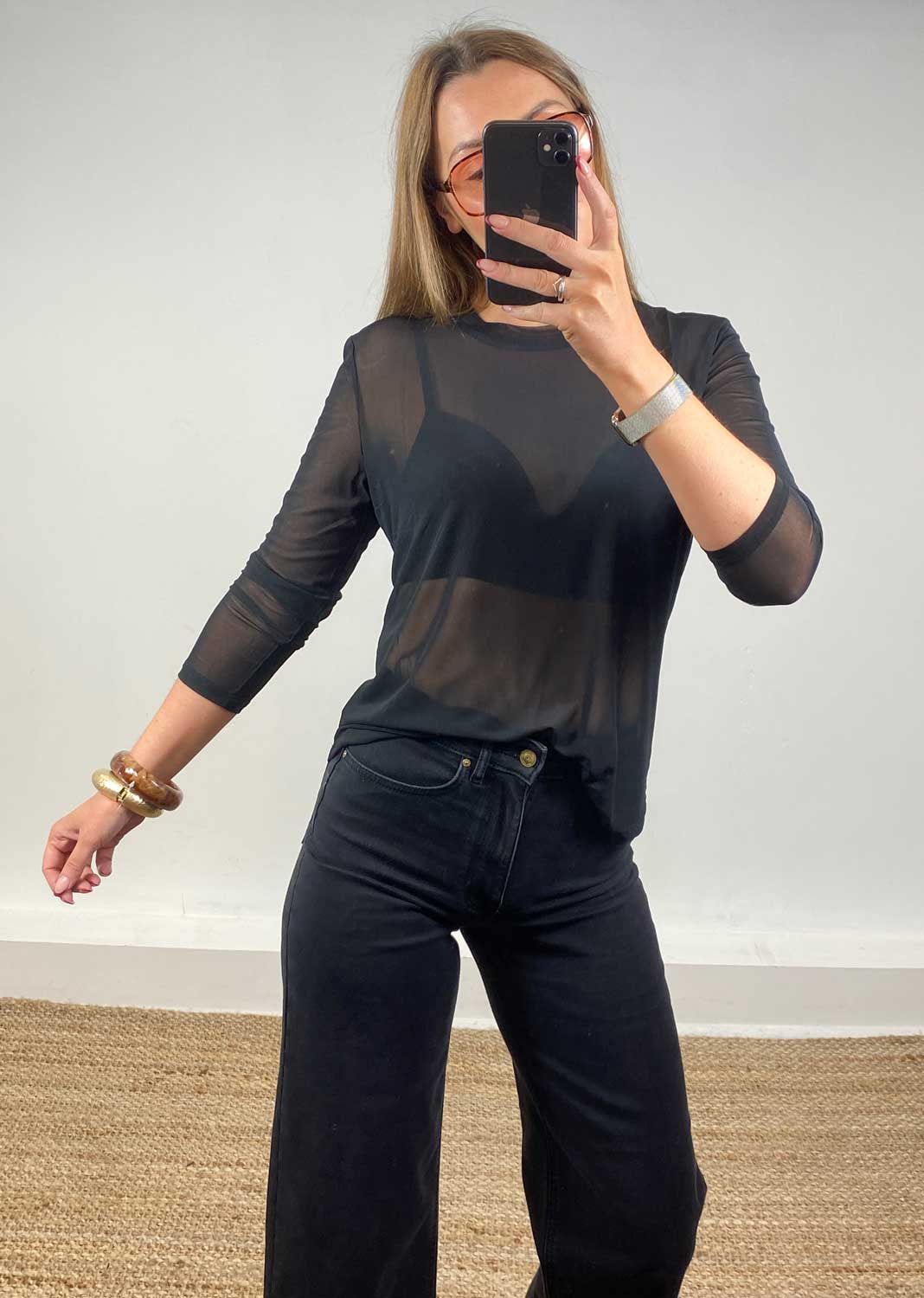 Maddie Sheer Top Black