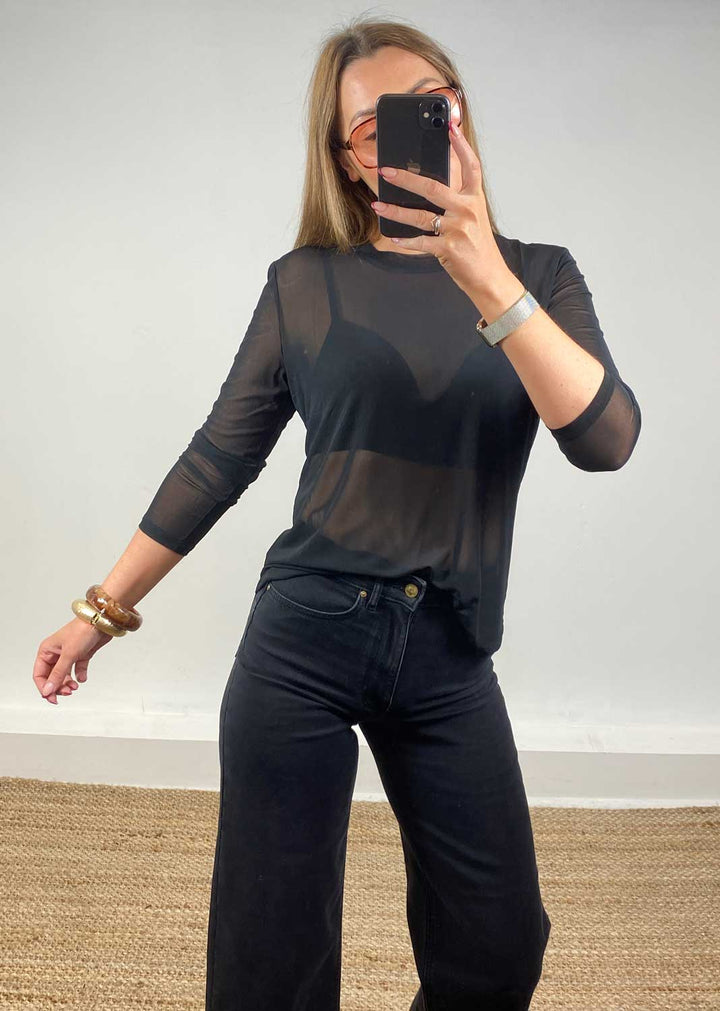 Maddie Sheer Top Black