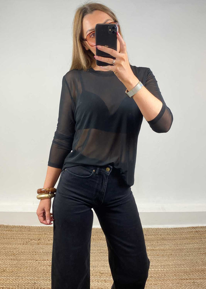 Maddie Sheer Top Black