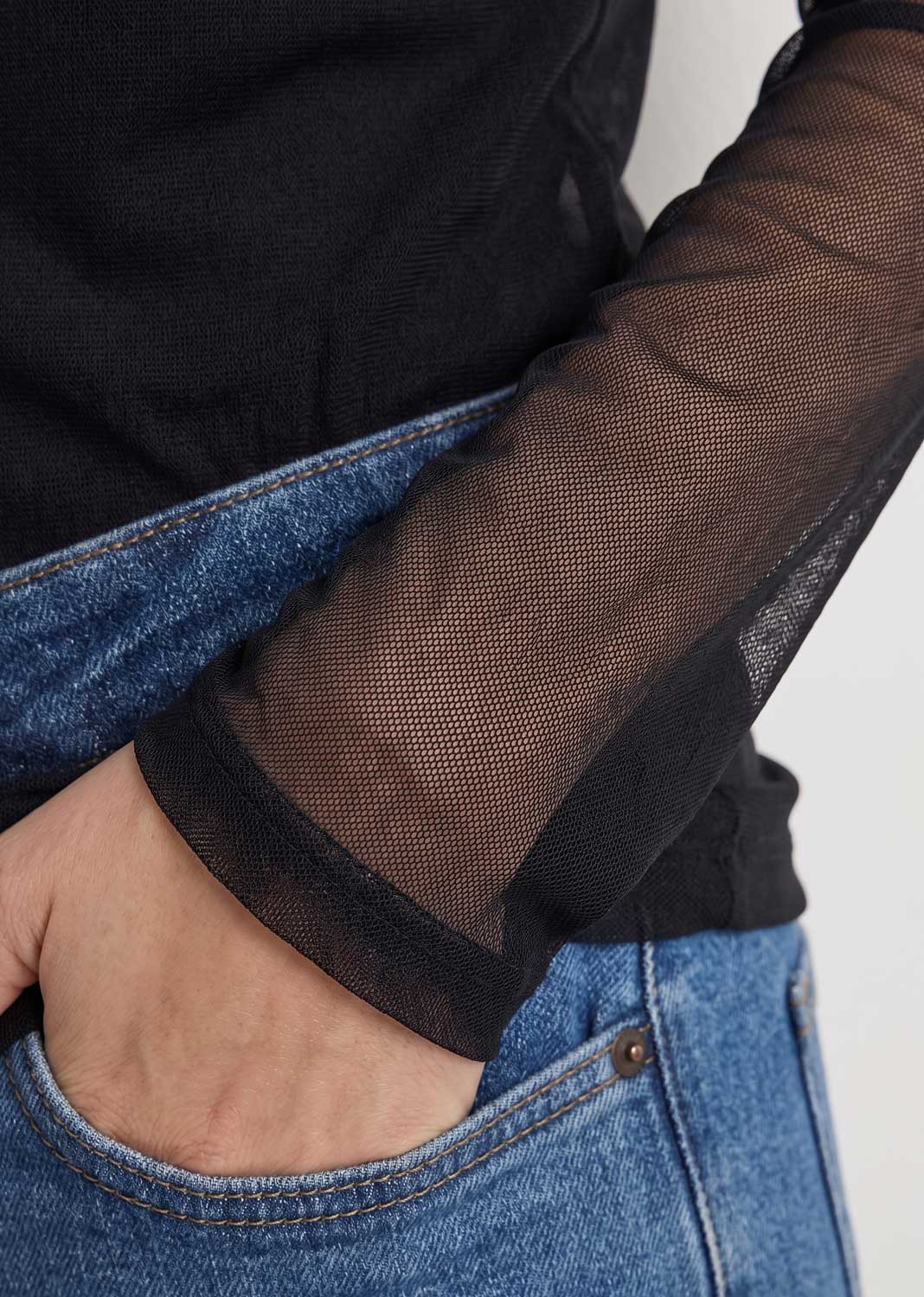 Maddie Black Sheer Top