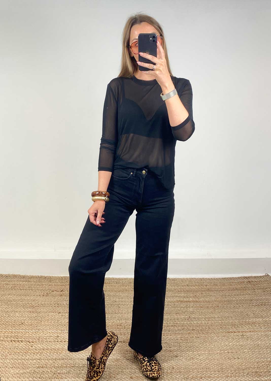 Maddie Sheer Top Black
