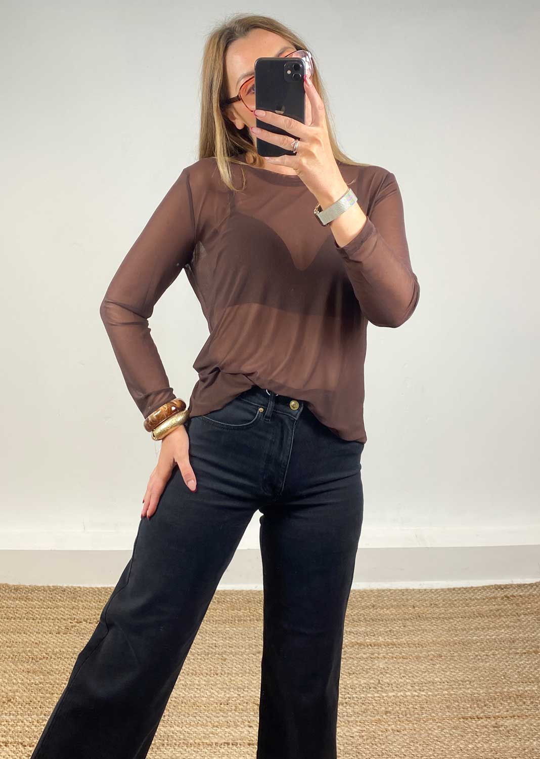 Maddie Sheer Top Chocolate