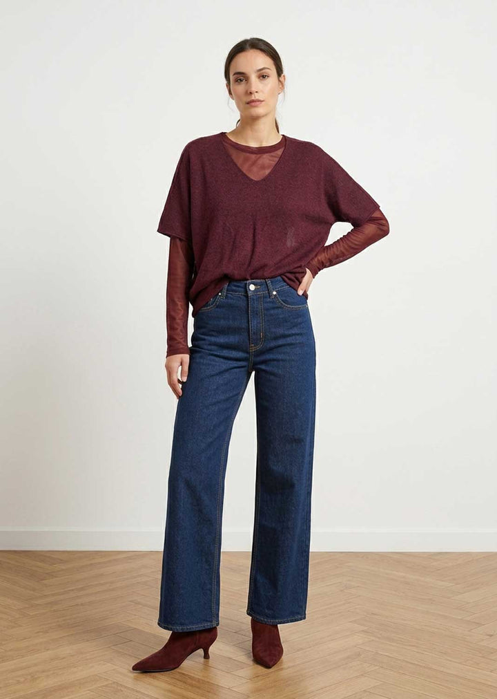 Maddie Burgundy Sheer Top