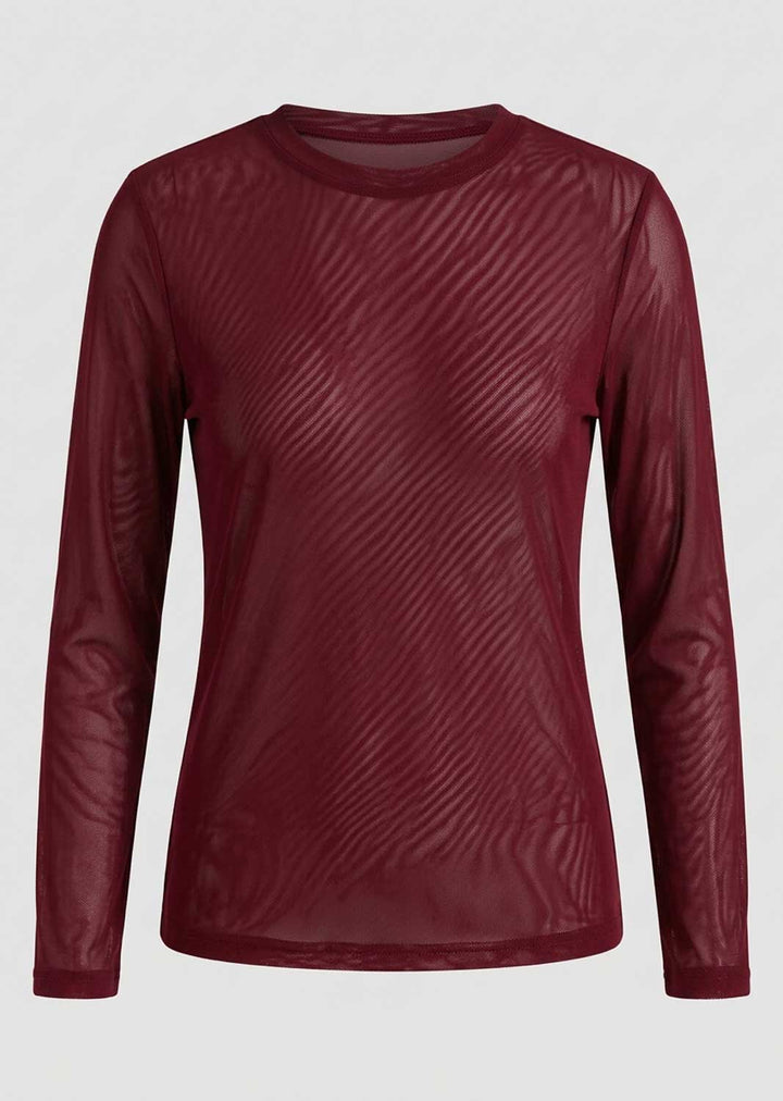 Maddie Burgundy Sheer Top