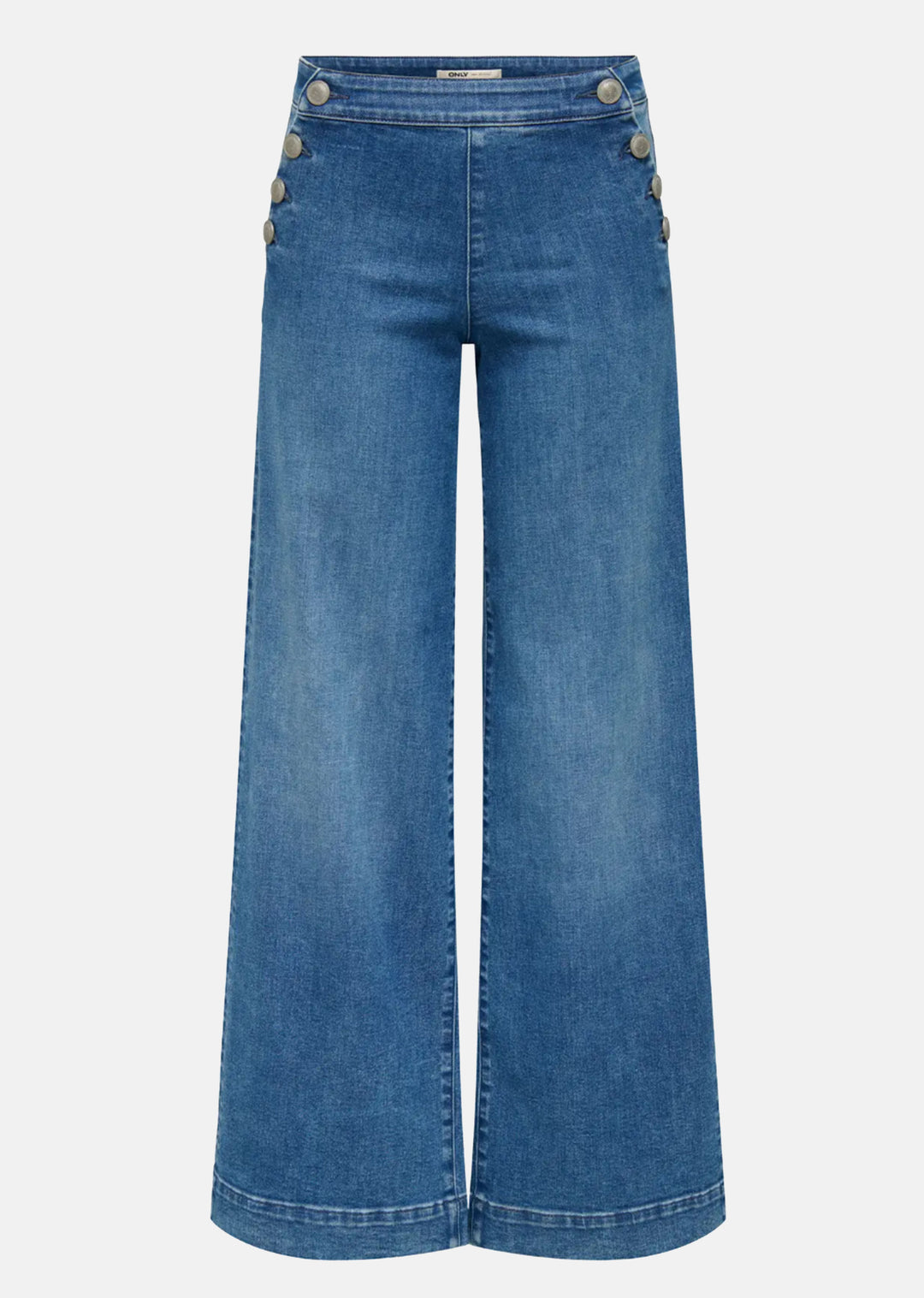 Madison Button Detail Wide Leg Jeans