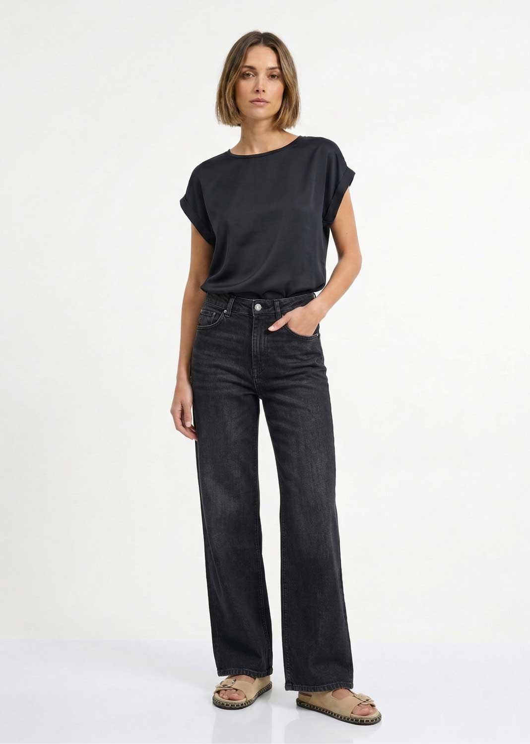 Ellette Satin Top Black