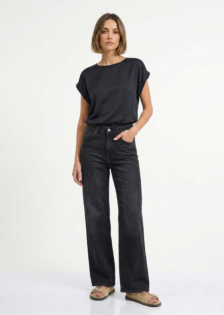 Ellette Satin Top Black