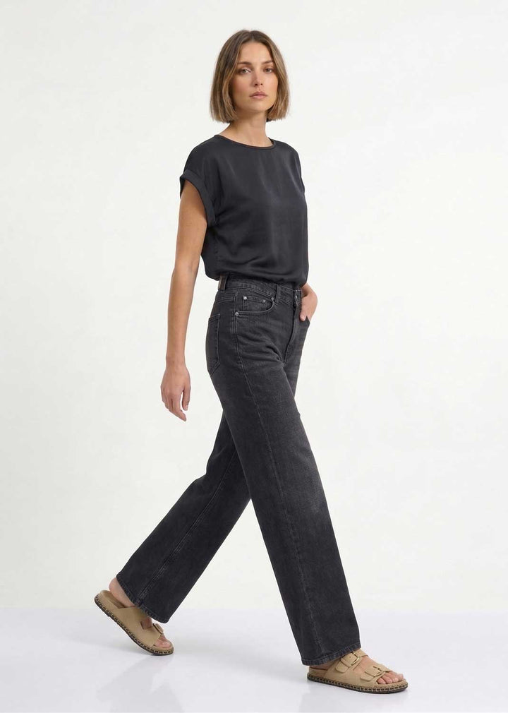 Madison Wide Leg Jeans  Washed Black