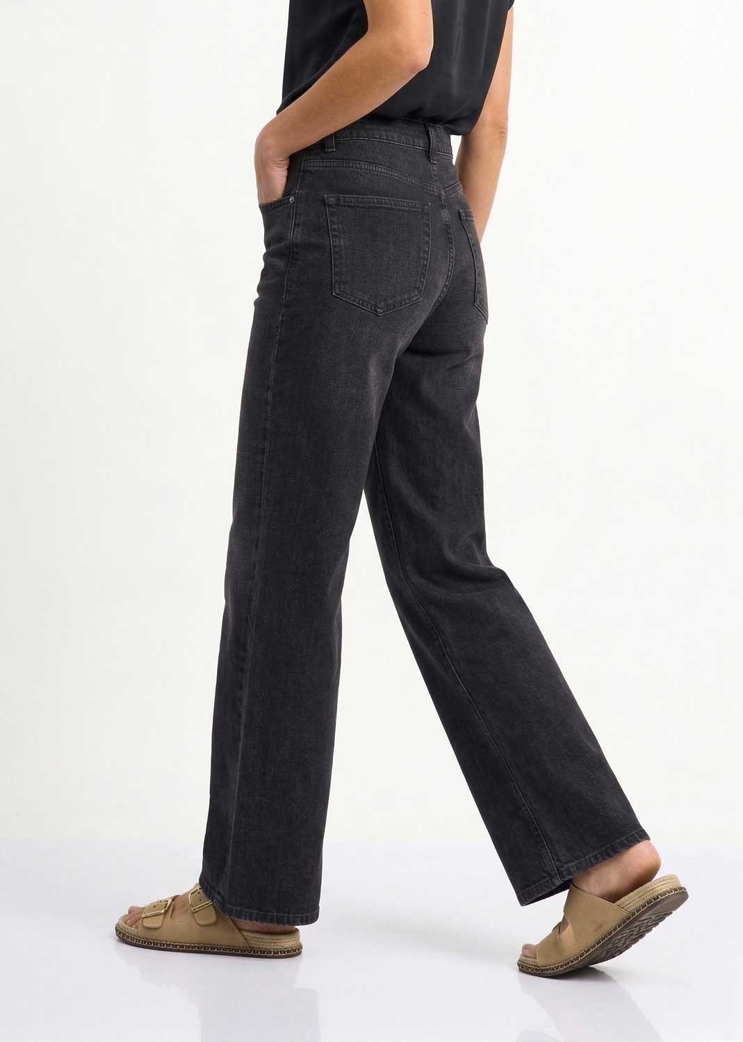 Madison Wide Leg Jeans  Washed Black
