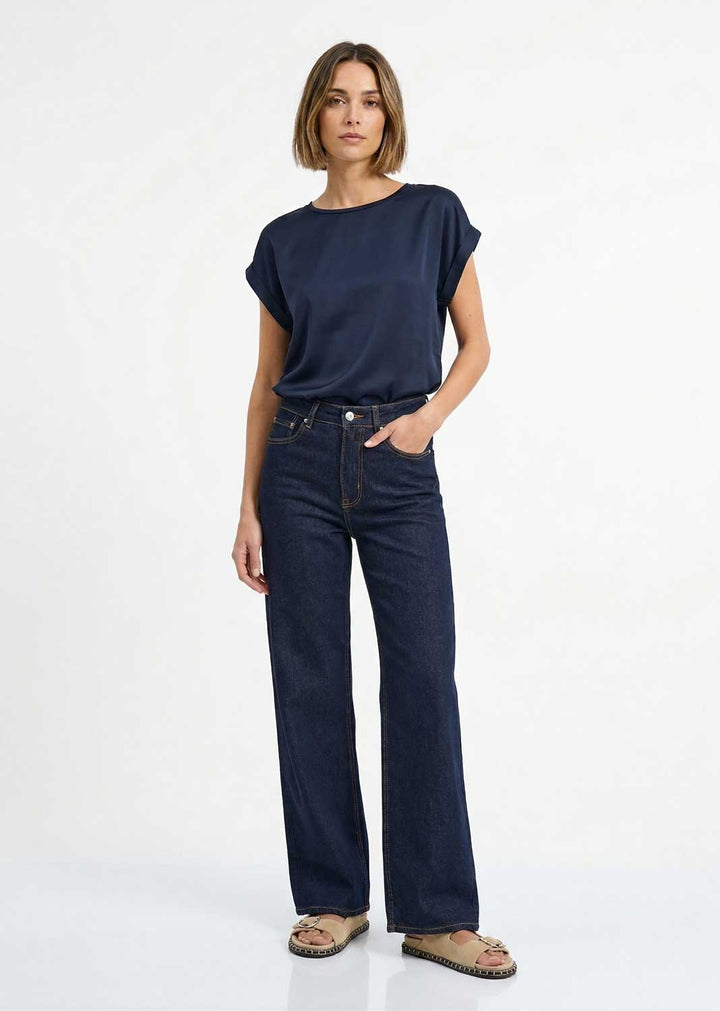 Indigo wide leg jeans
