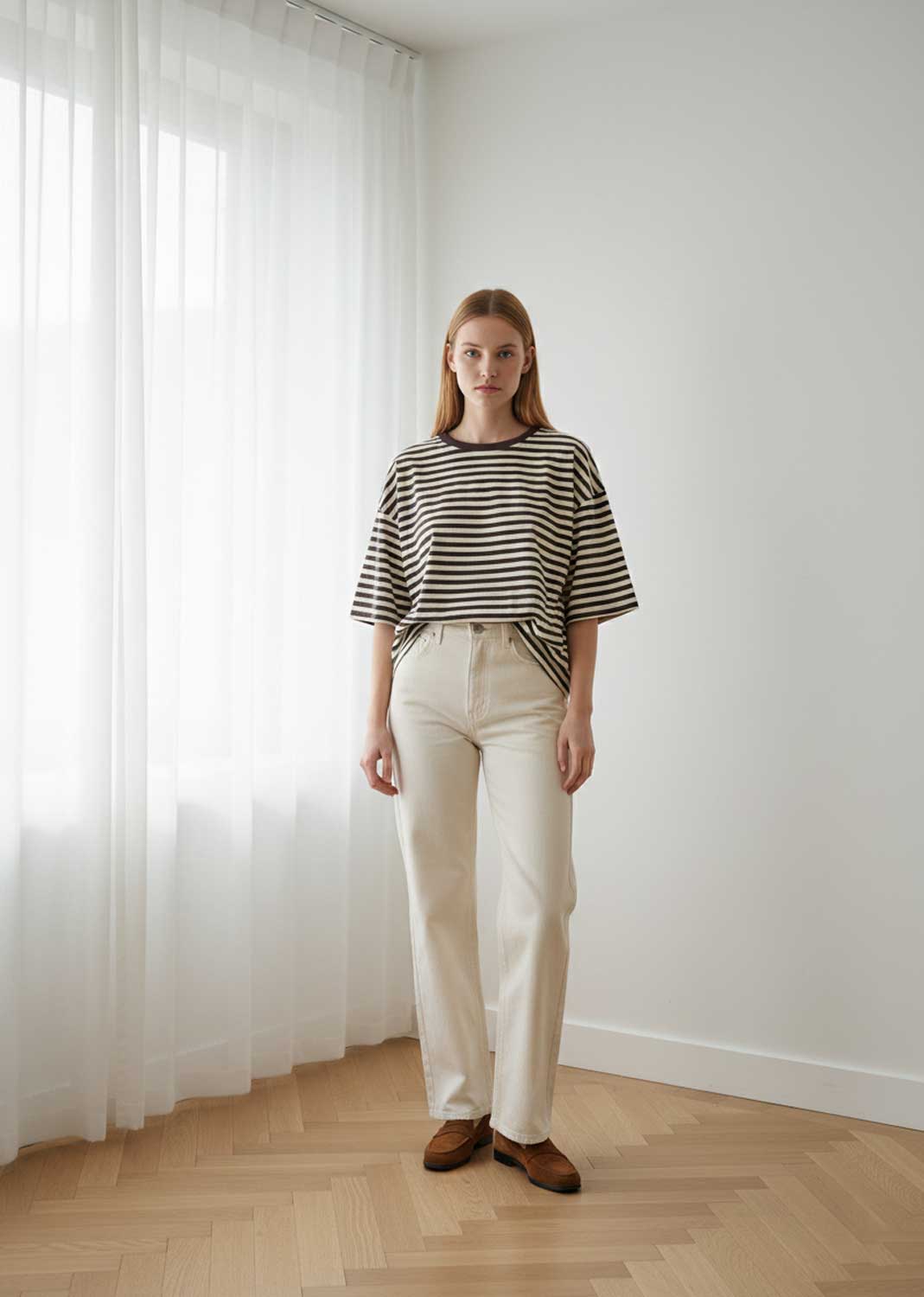 Spencer Stripe Relaxed T-shirt Brown