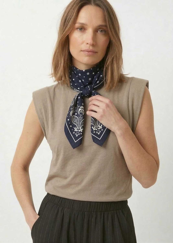 paisley square scarf navy