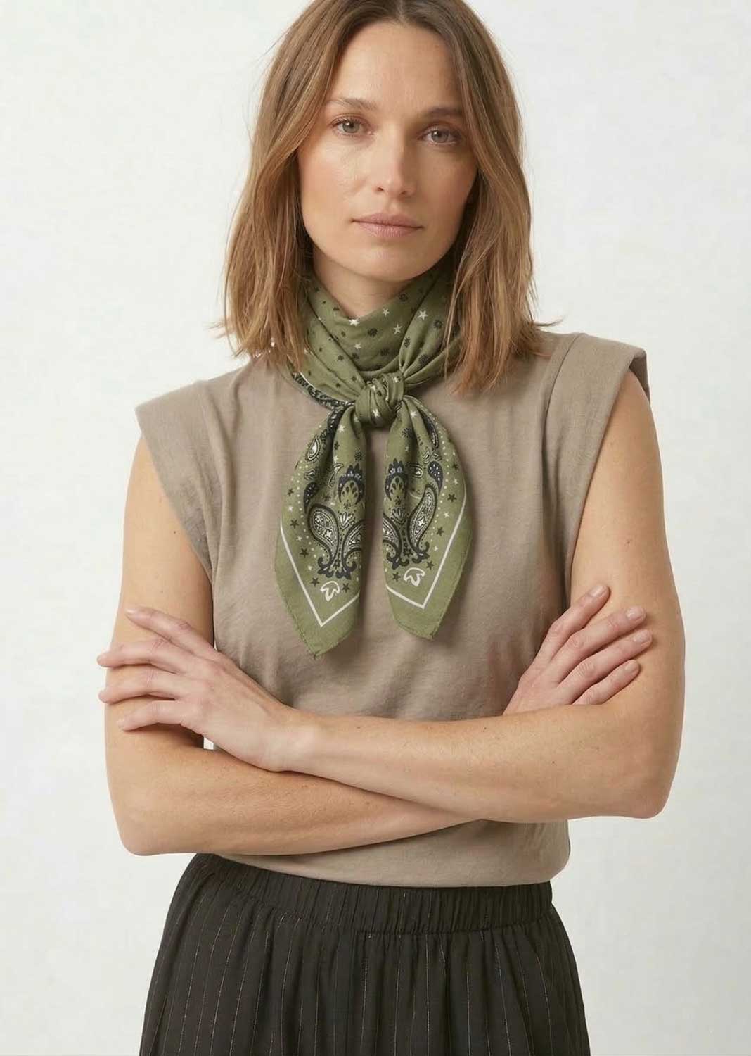 paisley square scarf sage