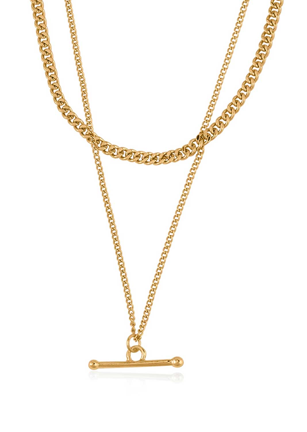 Marina Layered T bar Necklace in Gold