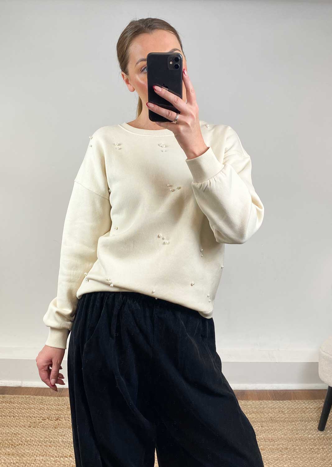 Matilda Cream Pearl Sweater