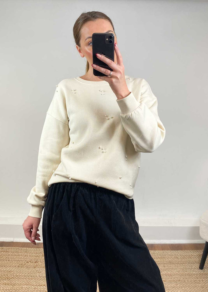 Matilda Cream Pearl Sweater