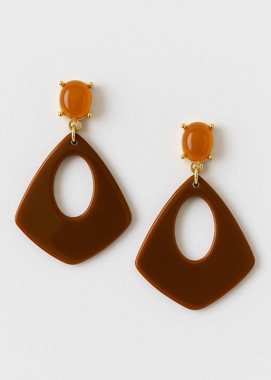 Mina Resin Earrings Brown