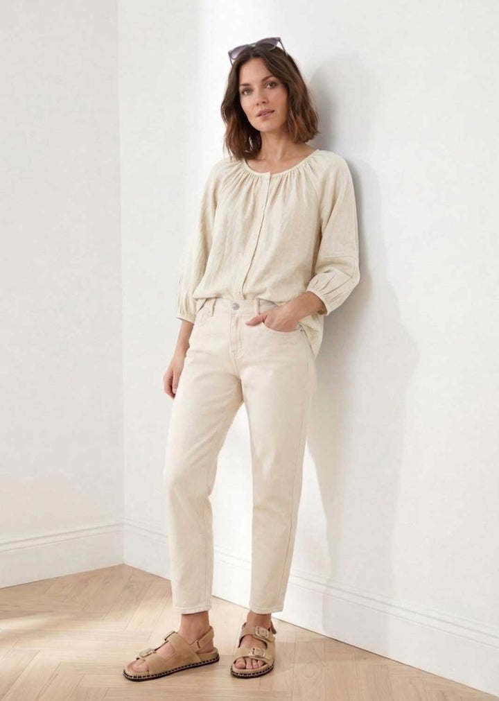 cream loose fit blouse