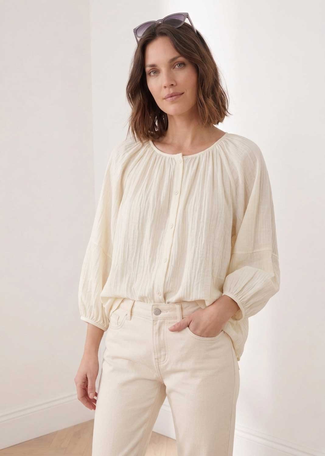 Miranda Cream Loose Fit Blouse