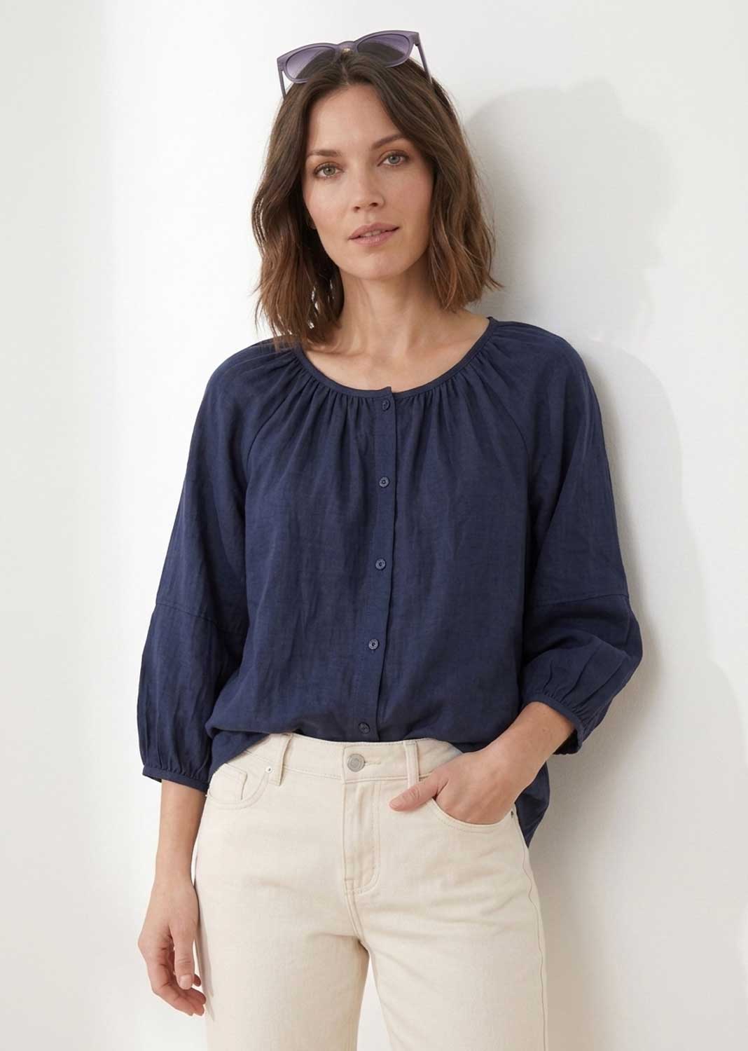Miranda Navy Loose Fit Blouse