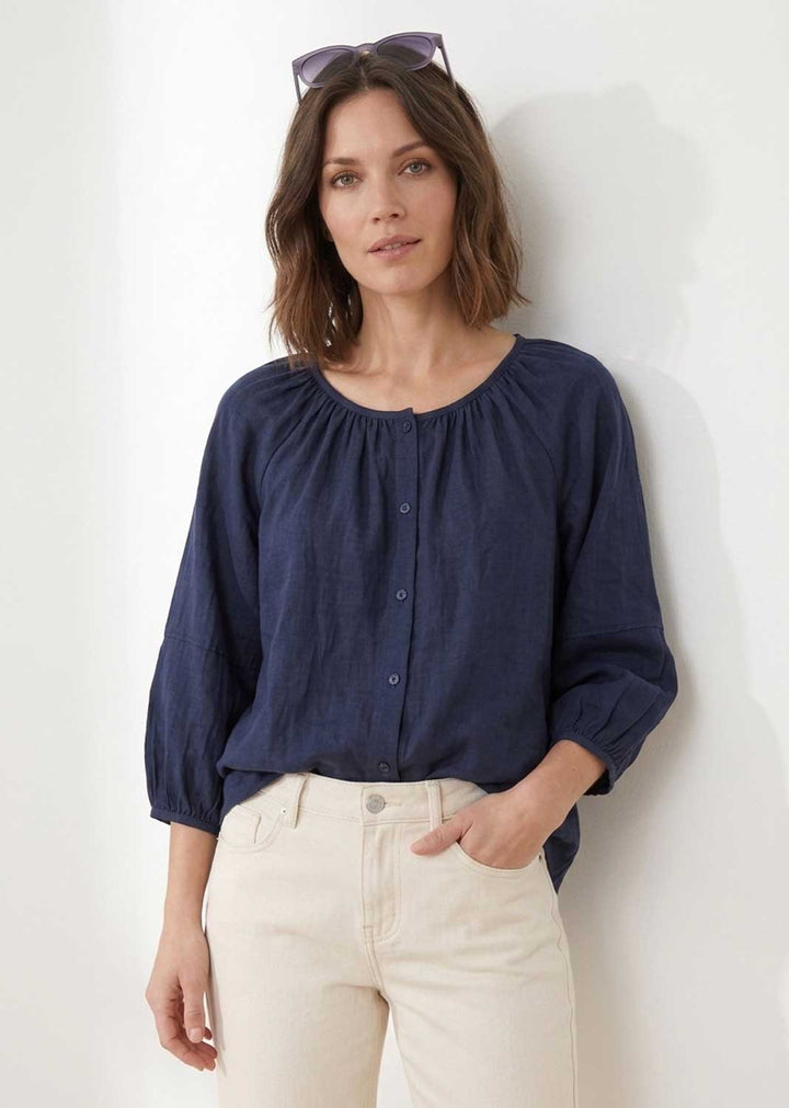 Miranda Navy Loose Fit Blouse