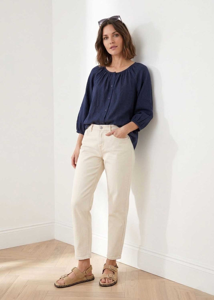 Miranda Navy Loose Fit Blouse
