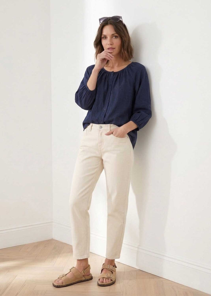 Miranda Navy Loose Fit Blouse