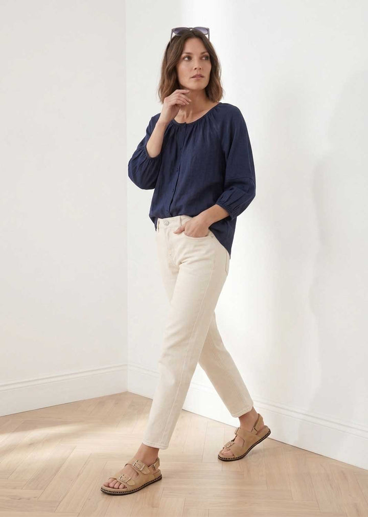 Miranda Navy Loose Fit Blouse