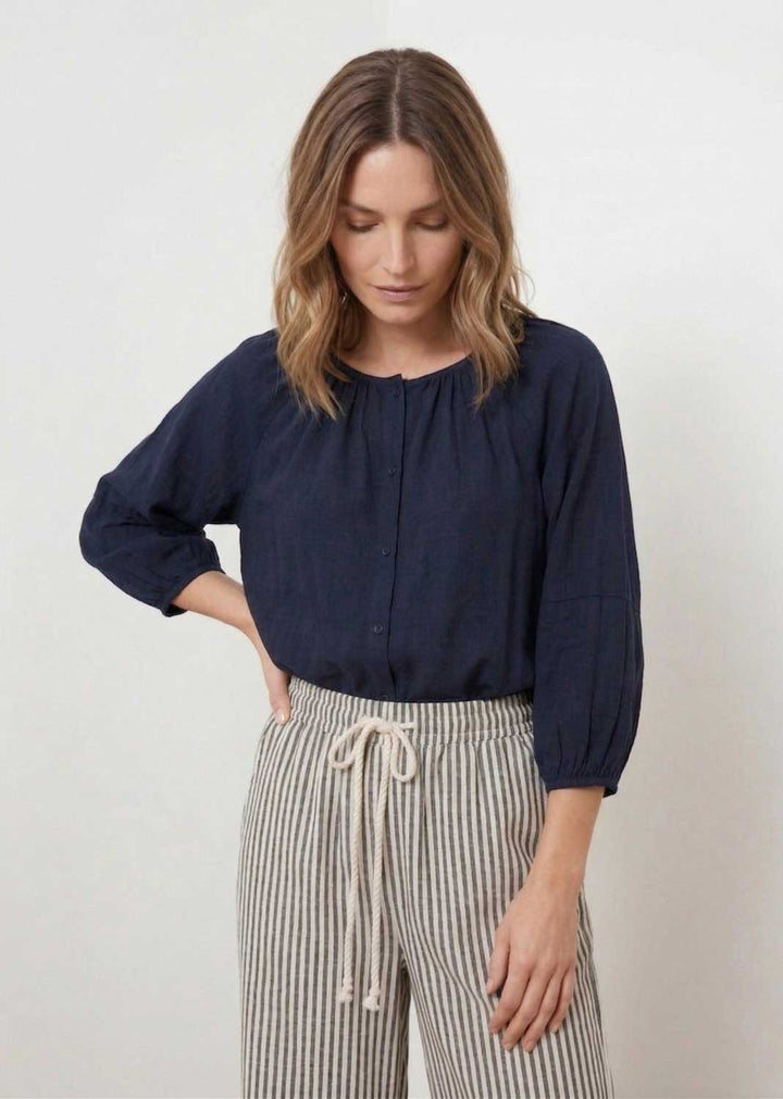 Miranda Navy Loose Fit Blouse