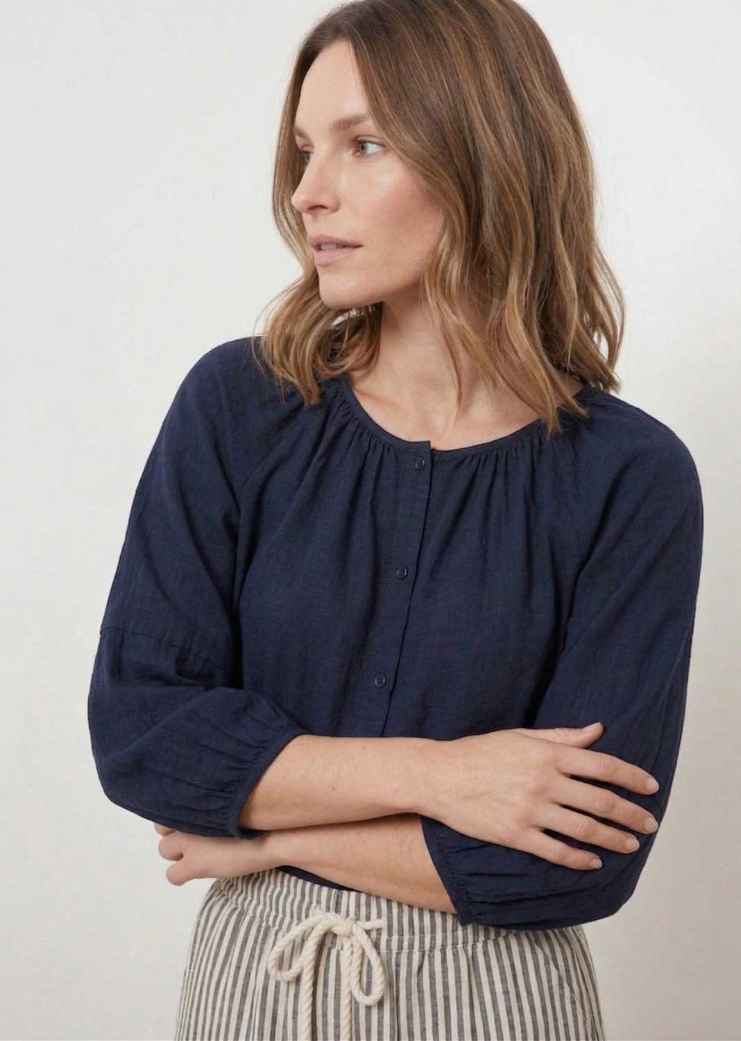Miranda Navy Loose Fit Blouse
