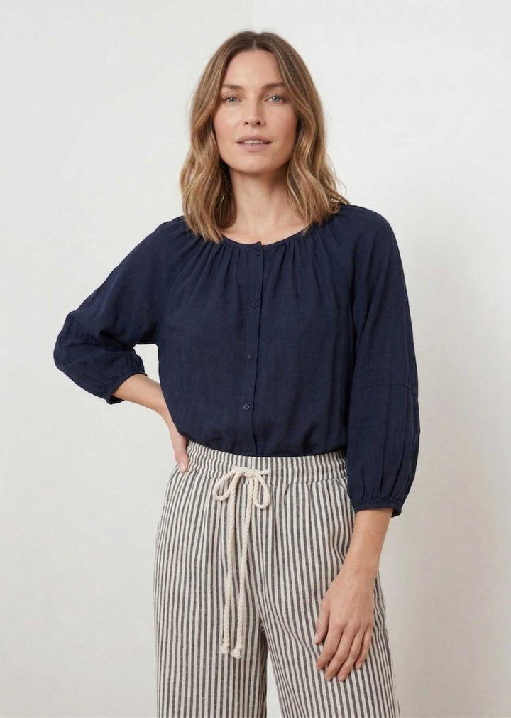 Miranda Navy Loose Fit Blouse