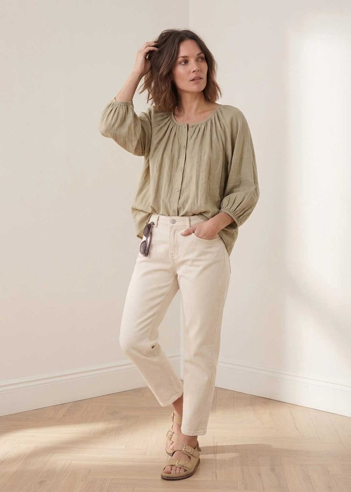 Miranda Sage Green Loose Fit Blouse