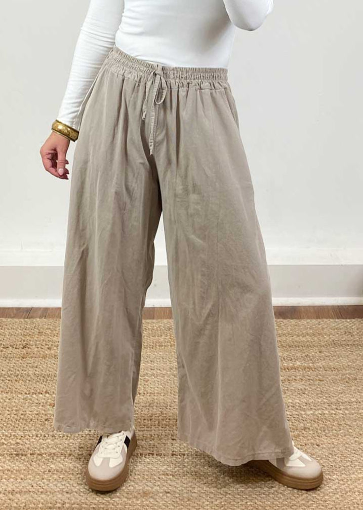 Cord Wide Leg Pants Stone
