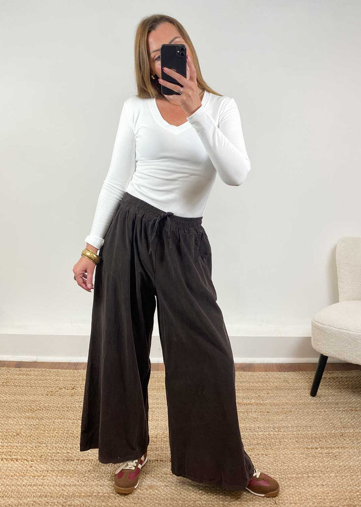 Misty Cord Wide Pants Brown