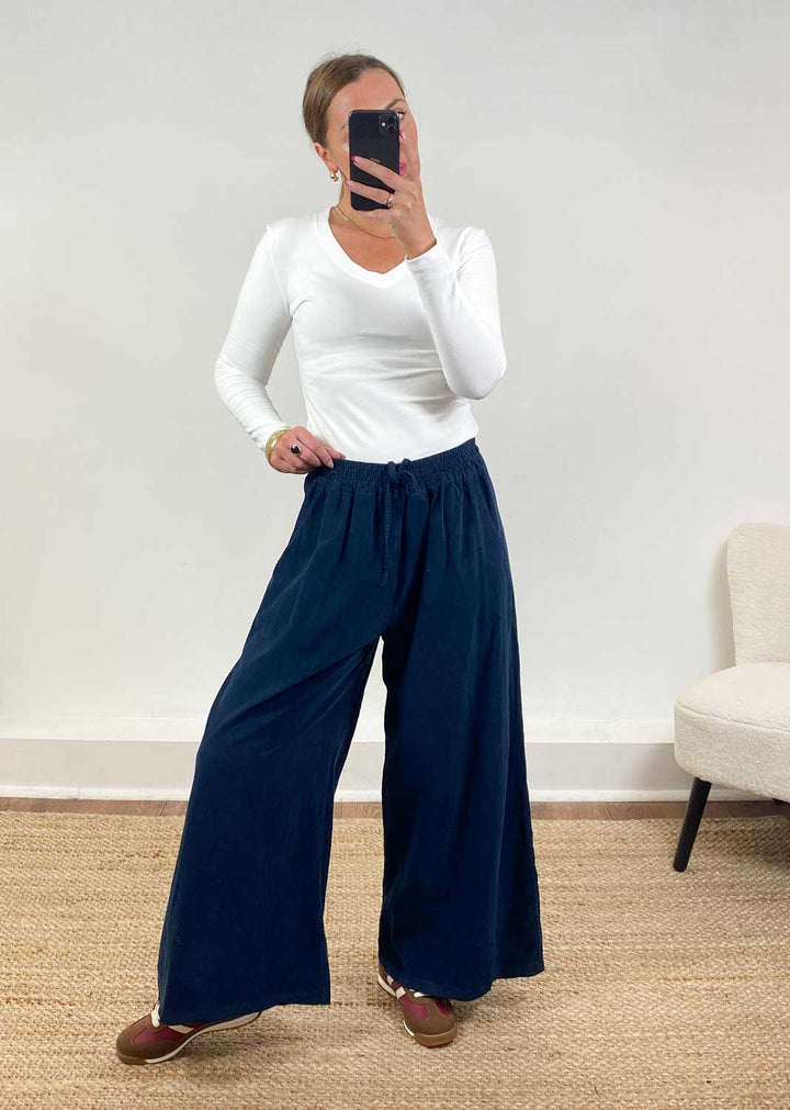 Misty Cord Wide Pants Navy