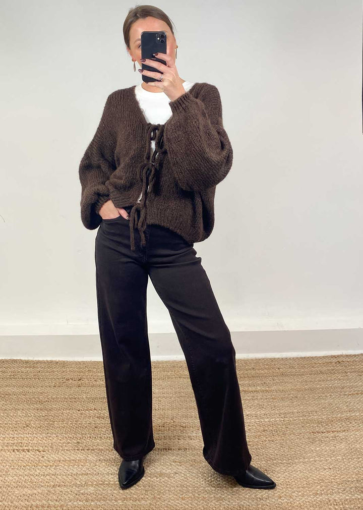 Moira Tie Front Cardigan Brown