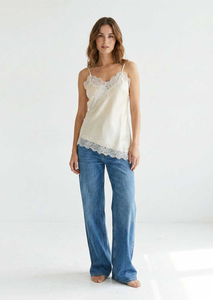 Mollie Silky Lace Cami Top Cream