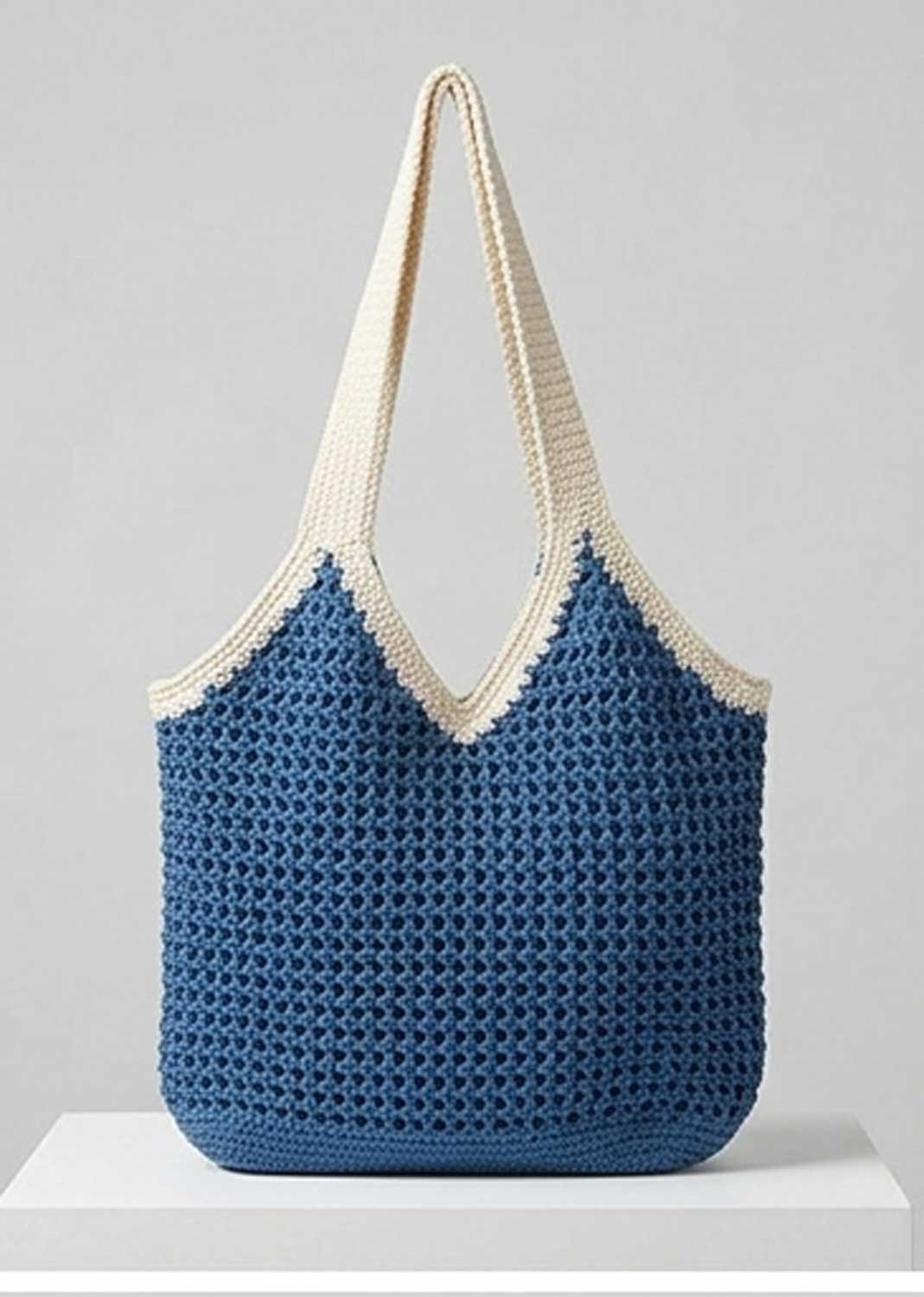 Mylene Blue Contrast Woven Shoulder Bag