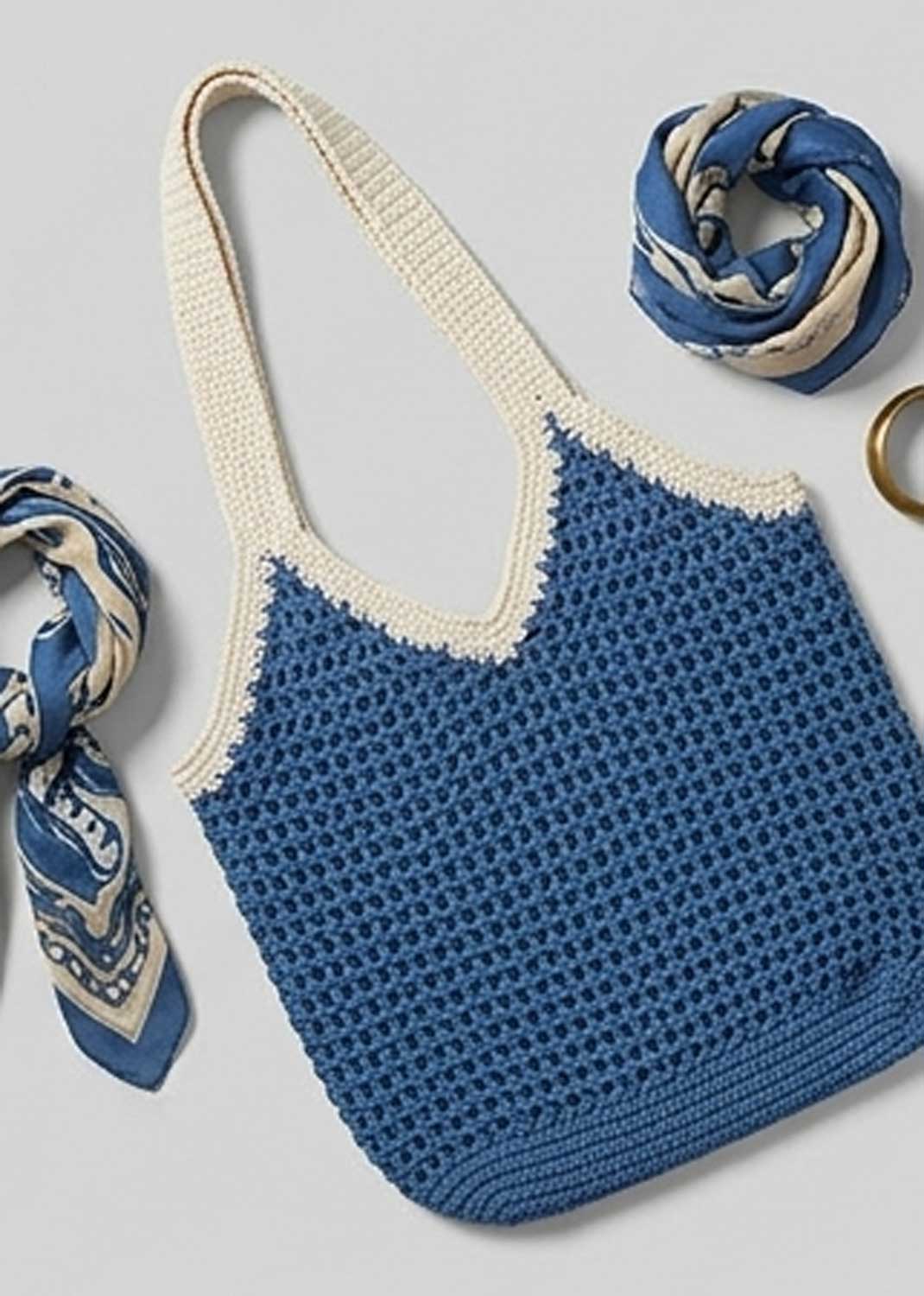Mylene Blue Contrast Woven Shoulder Bag