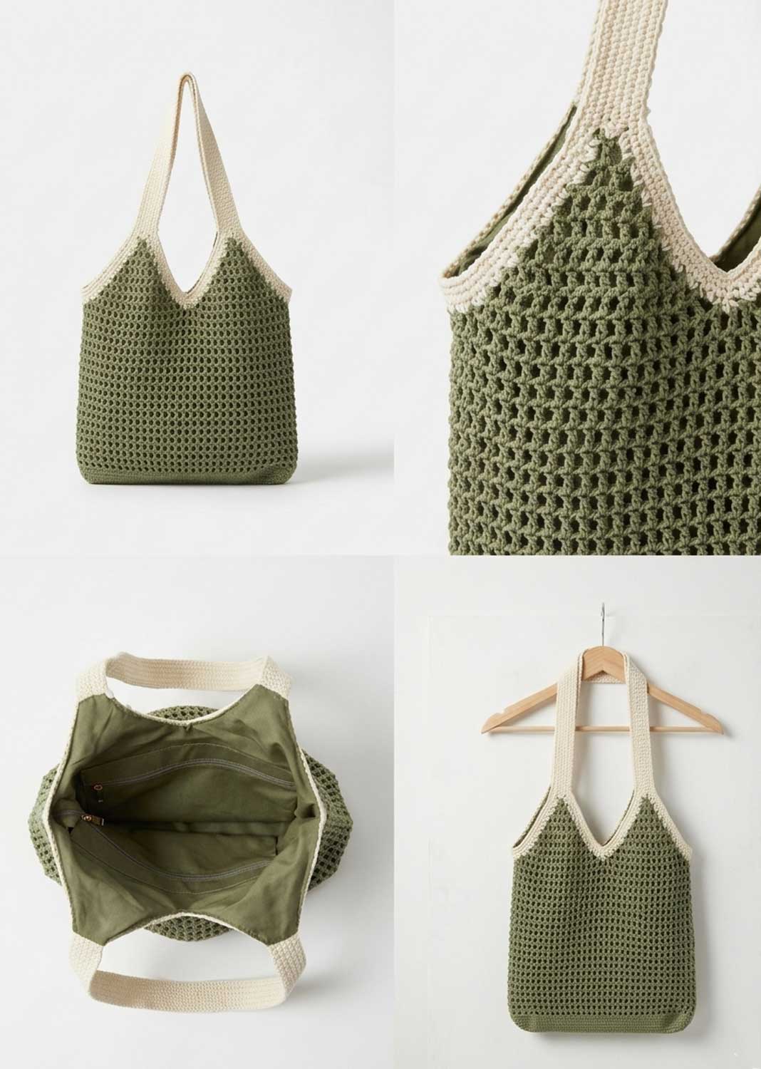 Mylene Khaki Contrast Woven Shoulder Bag