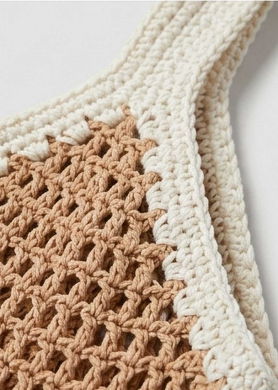 Mylene Beige Contrast Woven Shoulder Bag