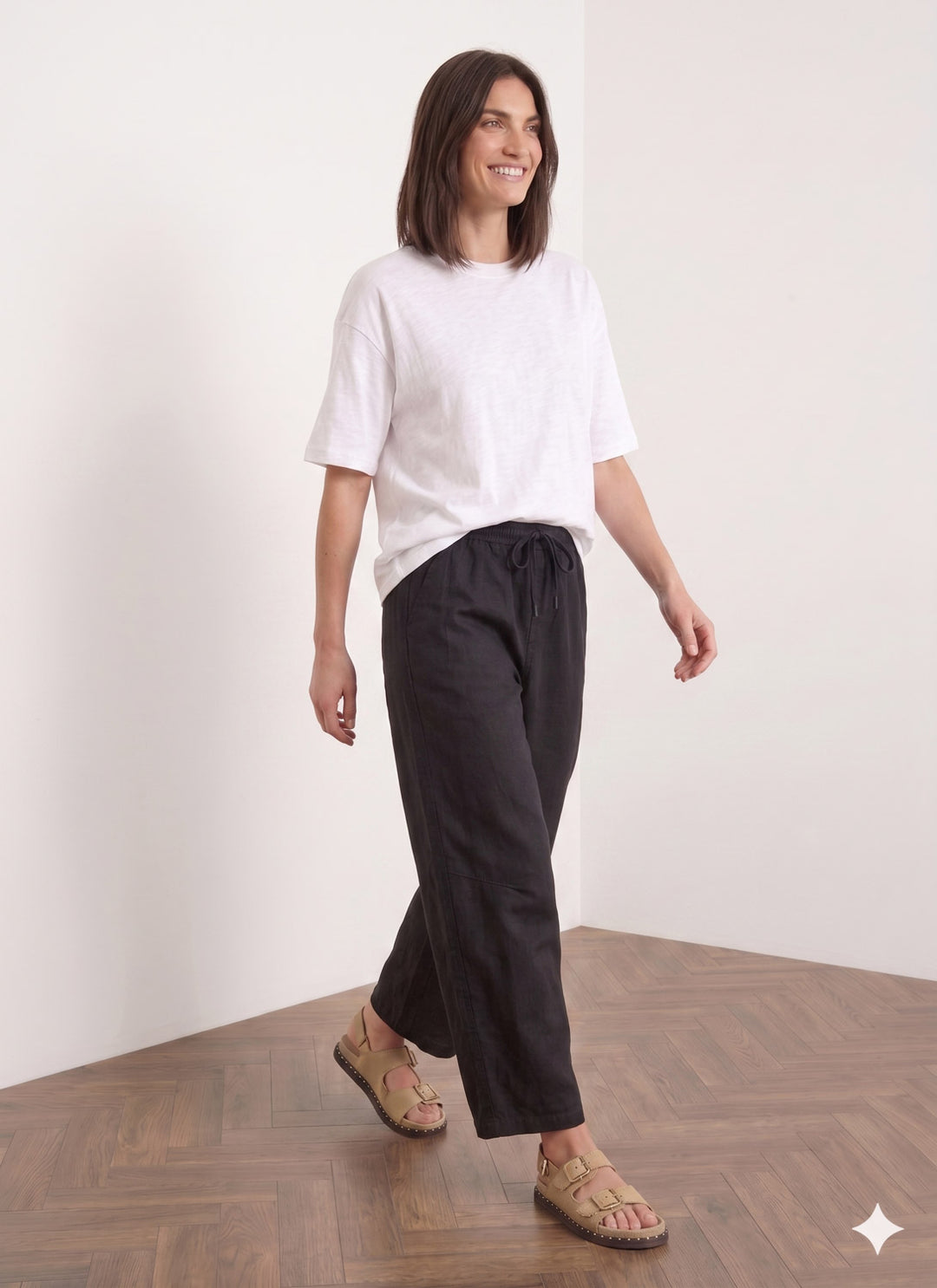 black barrel leg pull on pants