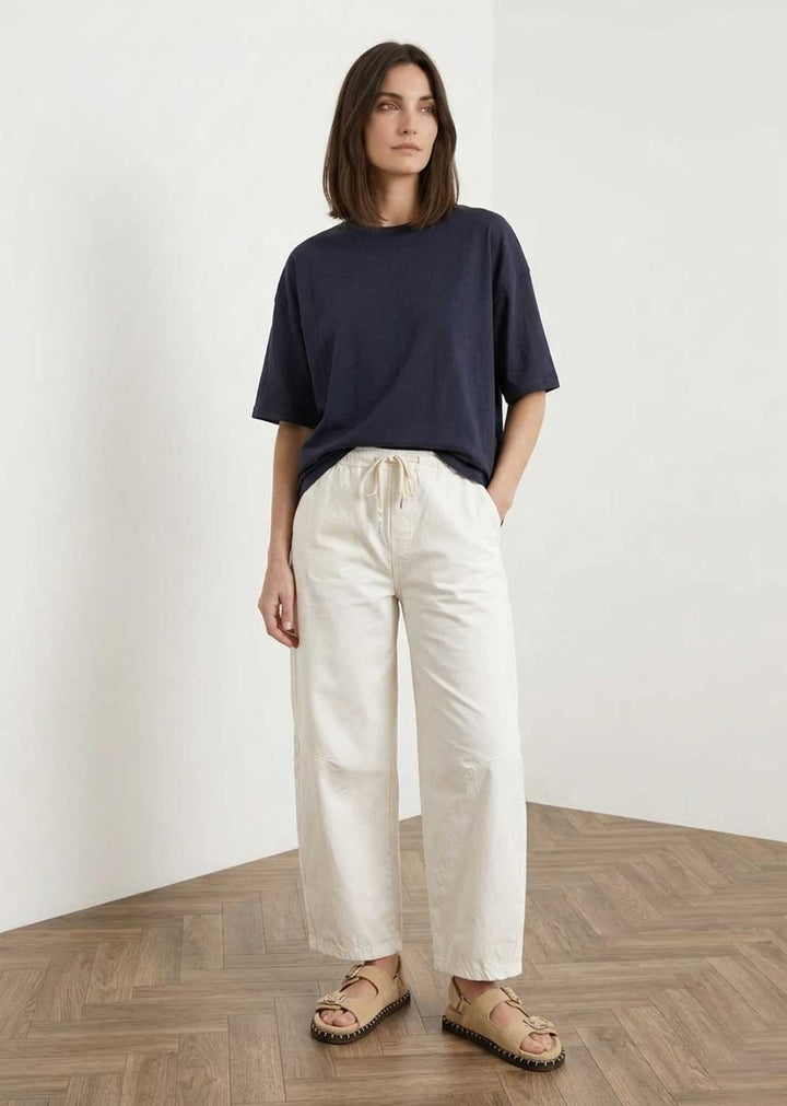 cream barrel leg pants 