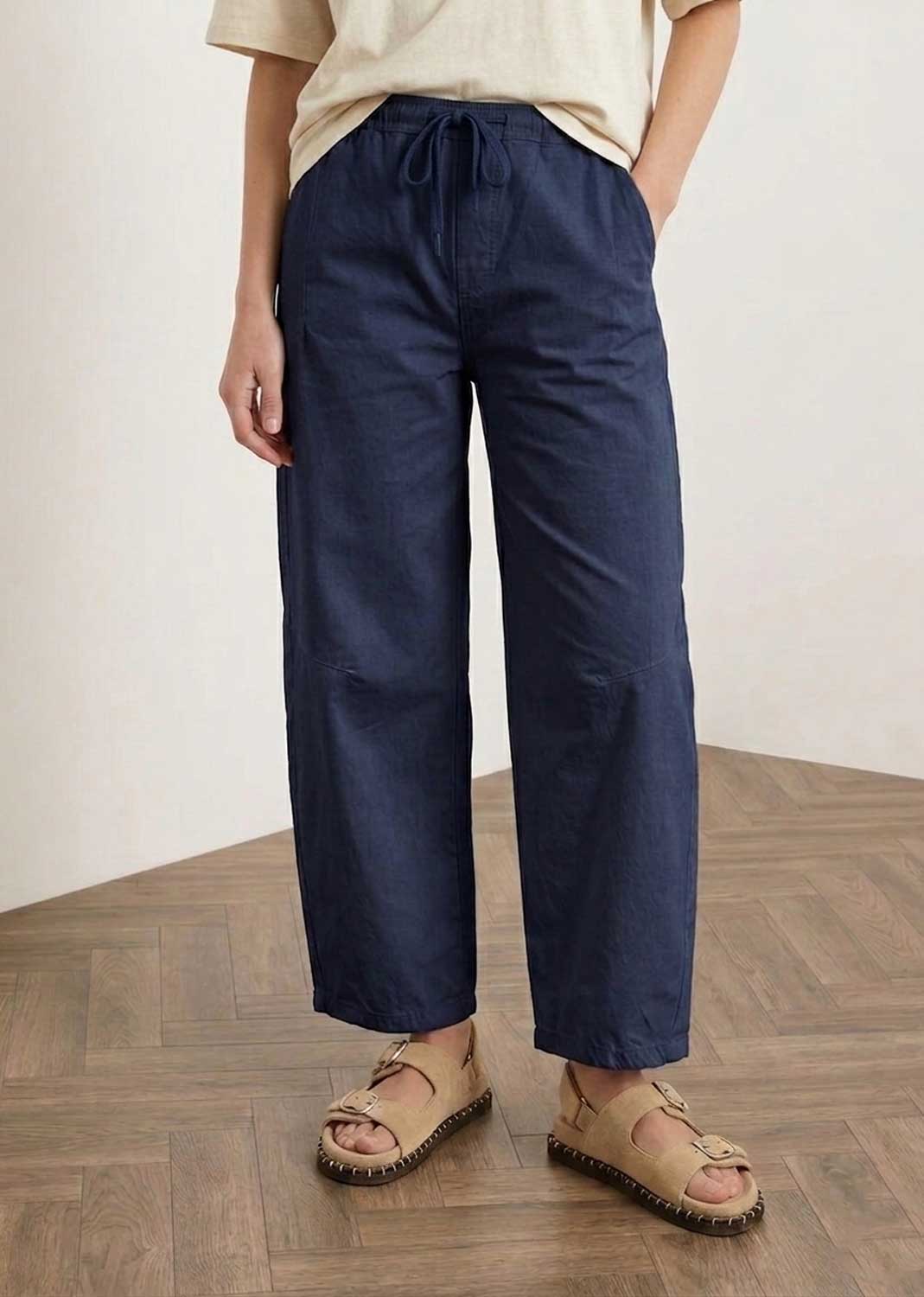Nadine Navy Barrel Magic Pants