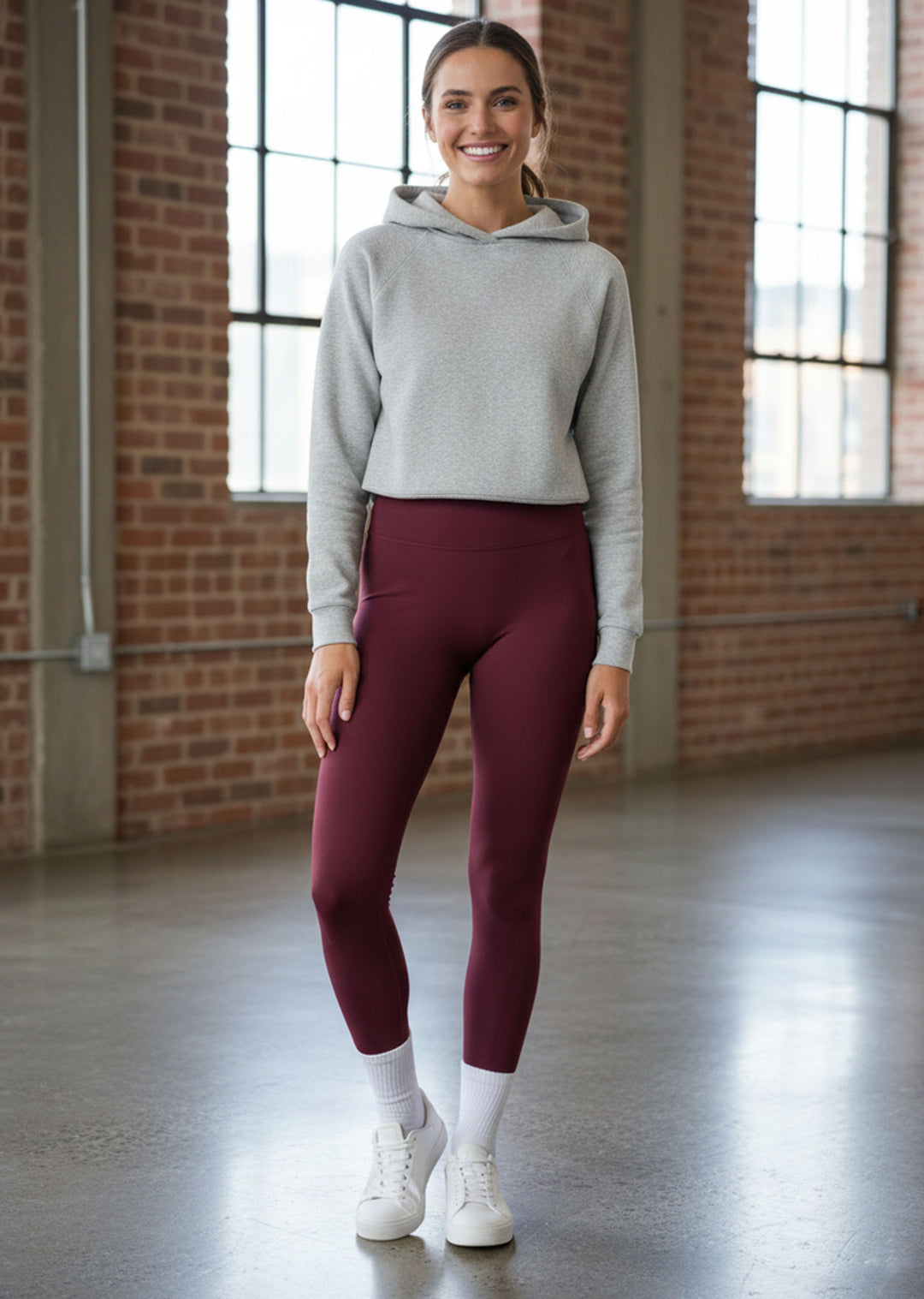 Natalie Fleece Lined Leggings Burgundy
