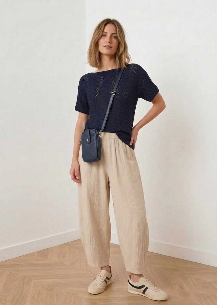 Wendell Navy Leather Phone Bag