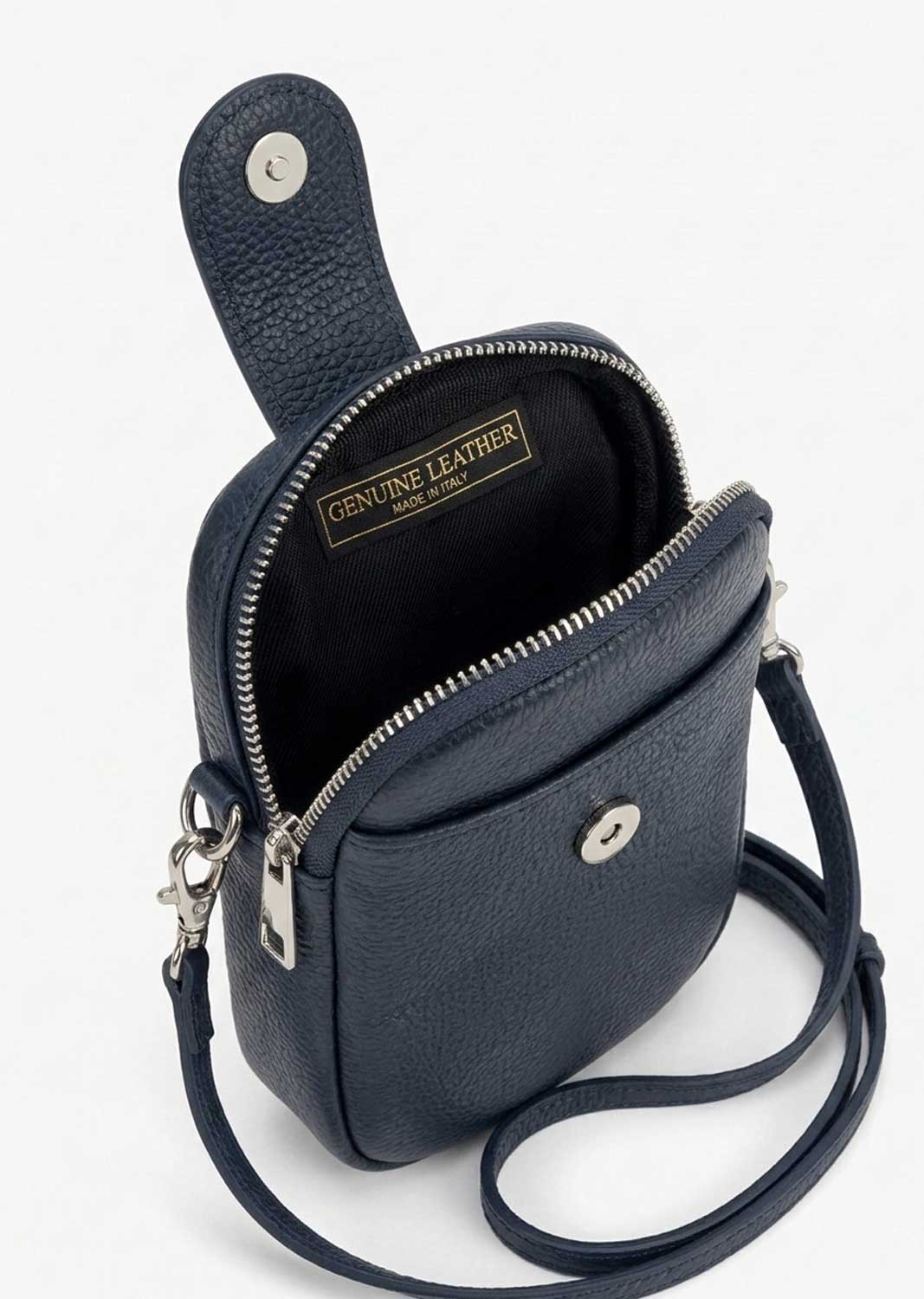 Wendell Navy Leather Phone Bag
